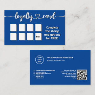 Carte De Fidélité Couleur solide bleu profond Ajouter votre logo Cod