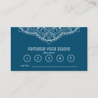 Carte De Fidélité Cours de méditation Yoga Pass Turquoise Main rawn 
