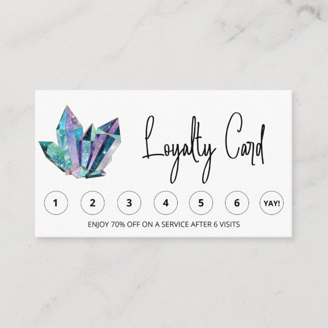 Carte De Fidélité *~* Cristaux bleus cosmiques QR LOGO Merci de réco (Devant)