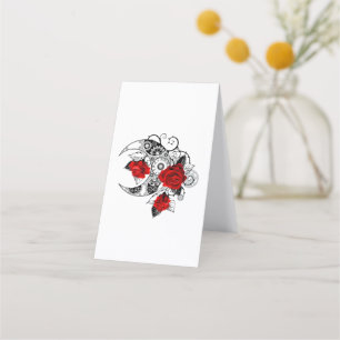 Carte De Fidélité Croissant mécanique avec roses rouges