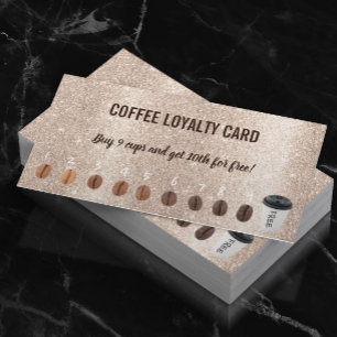 Carte De Fidélité Cuisine Coffee Beans Gold Parties scintillant Caf