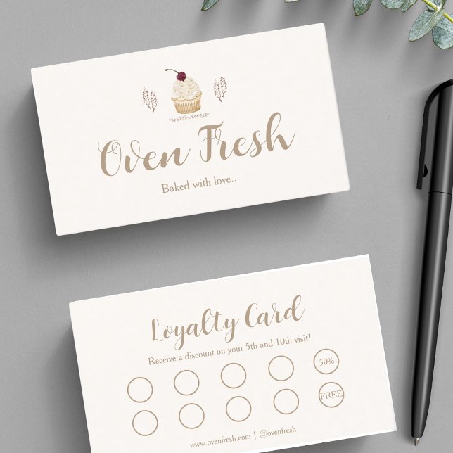 Carte De Fidélité Cupcake Baker boulangerie Chef cuisine Dawn rose (Créateur téléchargé)