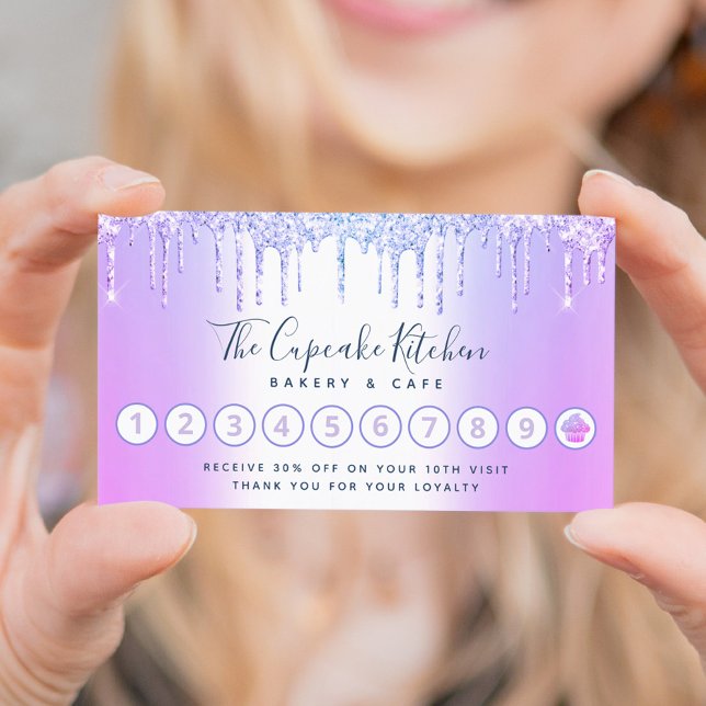Carte De Fidélité Cupcake Boulangerie Pâtisserie Chef Purple Parties (Créateur téléchargé)