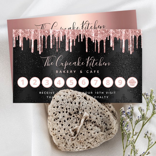 Carte De Fidélité Cupcake Rose Gold Parties scintillant Drives boula (Créateur téléchargé)