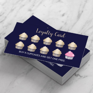 Carte De Fidélité Cupcakes Pâtisserie Boulangerie Marine Blue Loyal