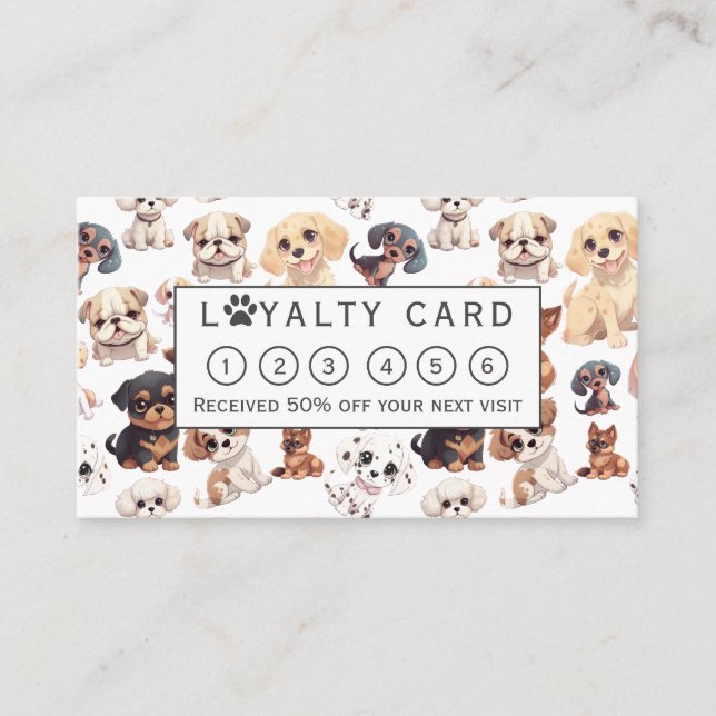Carte De Fidélité Cute Chien Chien Chien Grossissant (Devant)