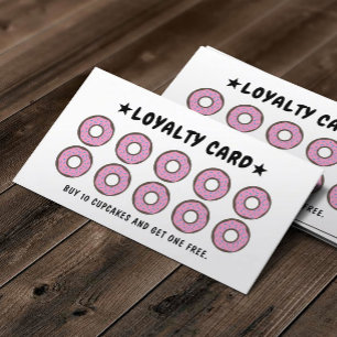 Carte de fidélité de la boulangerie Cupcake