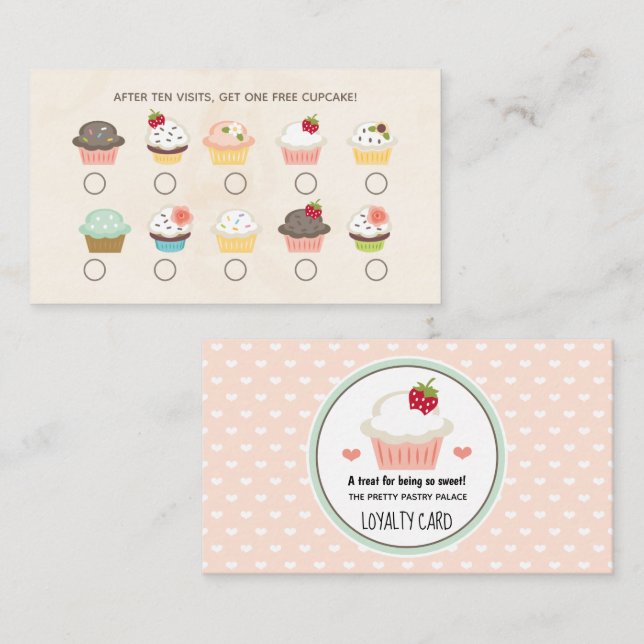Carte de fidélité de la boulangerie Cupcake (Devant / Derrière)