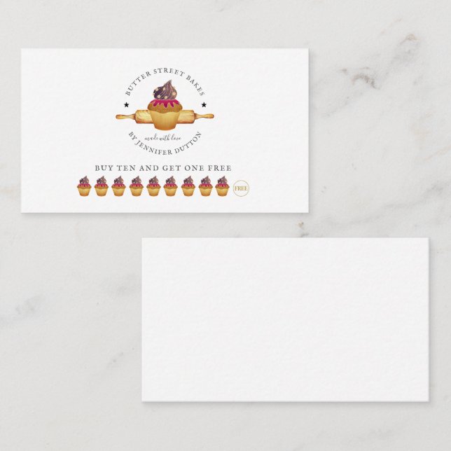 Carte de fidélité de la broche à rouleaux de cupca (Devant / Derrière)