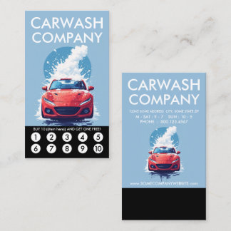 Carte de fidélité de lavage de voiture