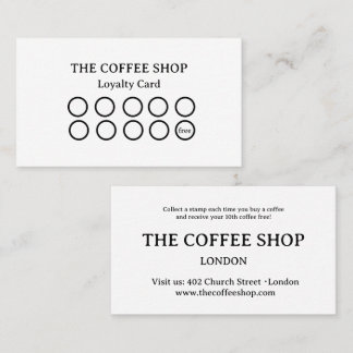 Carte de Fidélité de Salon de Café Moderne Noir et