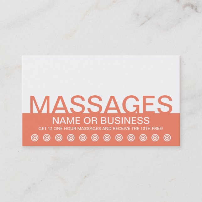 carte de fidélité des clients MASSAGES en gras (Devant)