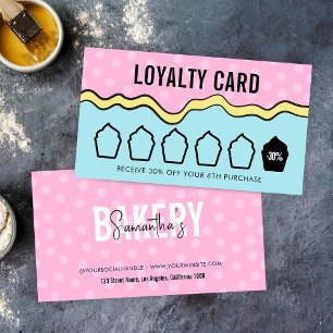 Carte De Fidélité Dessin moderne Boulangerie colorée Super Cupcake
