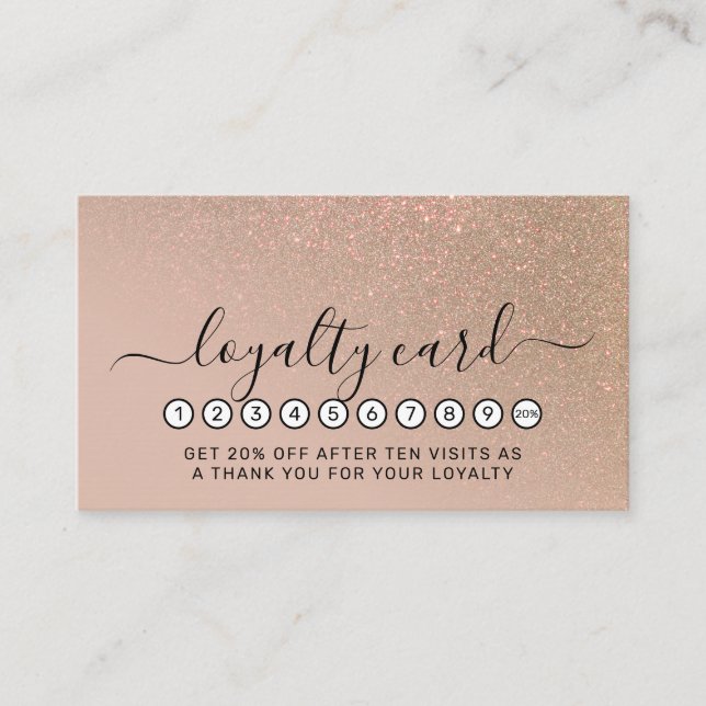 Carte De Fidélité Diagonal Chic Gold Taupe Parties scintillant Dégra (Devant)