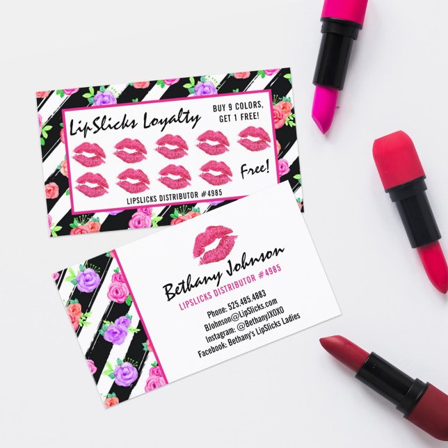 Carte De Fidélité Distributeur de bâton à lèvres Glam Rose Kiss Stam (Créateur téléchargé)