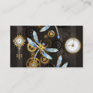 Carte De Fidélité Dragonflies de Steampunk sur arrière - plan rayé b