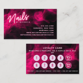 Carte de fidélité du salon à ongles rose et fumée