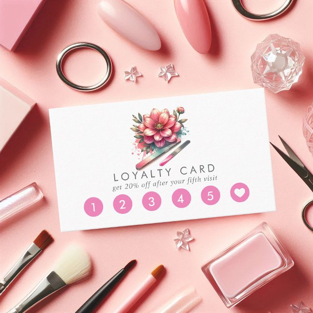 Carte de fidélité du salon à ongles roses (Pink Nail Salon Loyalty Card)