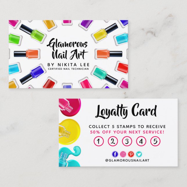 Carte de fidélité du salon Art Rainbow Nail (Devant / Derrière)