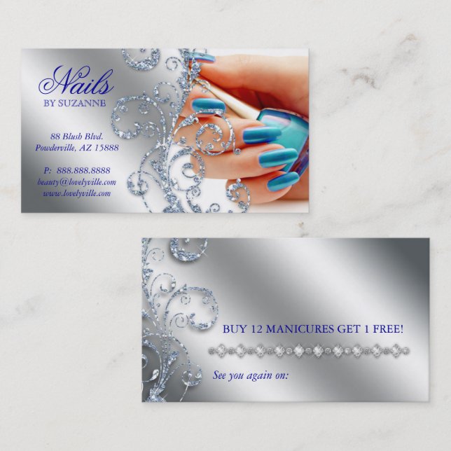 Carte de fidélité du salon Nail Parties scintillan (Devant / Derrière)