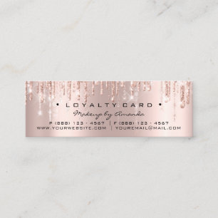Carte De Fidélité Égouttement rose de coeur de maquillage de poinç