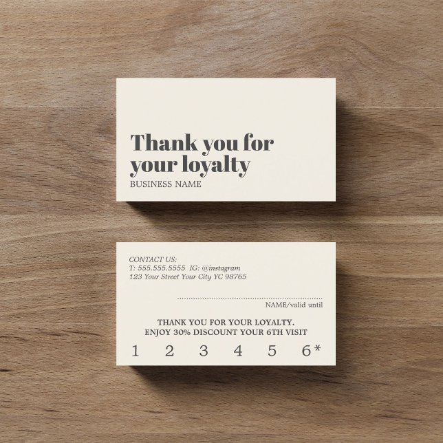 Carte De Fidélité Elégant Beige clair Grey Beauté Bold Salon (Créateur téléchargé)