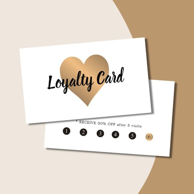 Carte De Fidélité Elégant Blanc simple FauxOr Coeur Beauté Loyauté (Créateur téléchargé)