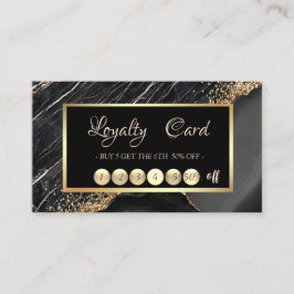 Carte De Fidélité Elégant cadre tendance en marbre noir Sequins or