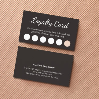 Carte De Fidélité Elegant Dark Grey White Pastel Salon