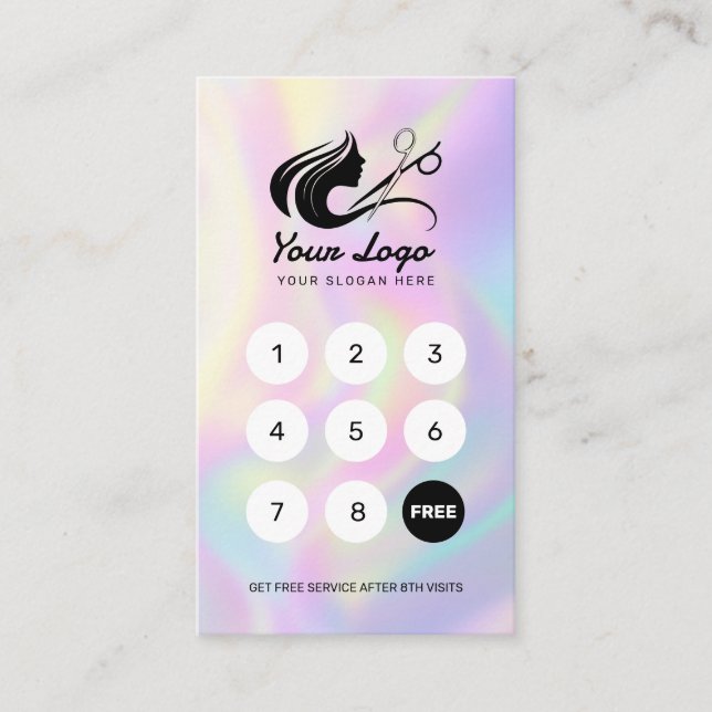 Carte De Fidélité Élégant Holographe Holographe Récompense Logo Styl (Devant)