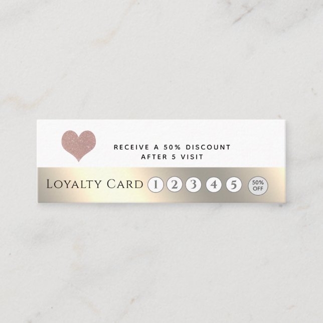 Carte De Fidélité Elégant luxe métallique doux coeur rose (Devant)