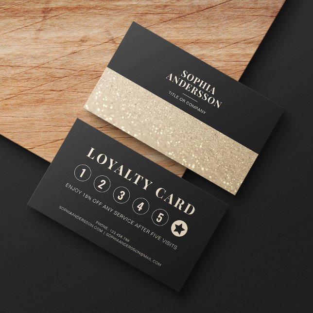 Carte De Fidélité Elégant luxe moderne Parties scintillant d'or mini (Créateur téléchargé)