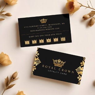 Carte De Fidélité Elégant Luxueux Regal Royal Gold Crown