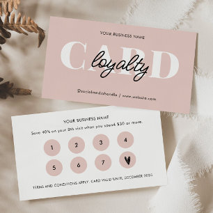 Carte De Fidélité Élégant minimal Blush Pink White Script Business