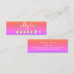 Carte De Fidélité Élégant professionnel cœurs dorés ombré rose