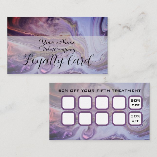 Carte De Fidélité Elegant Purple Marble Hair Stylist Loyalty Card (Devant / Derrière)