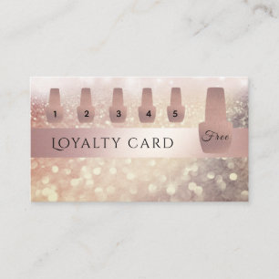 Carte De Fidélité Élégant rose doux vernis à ongle doré glittery