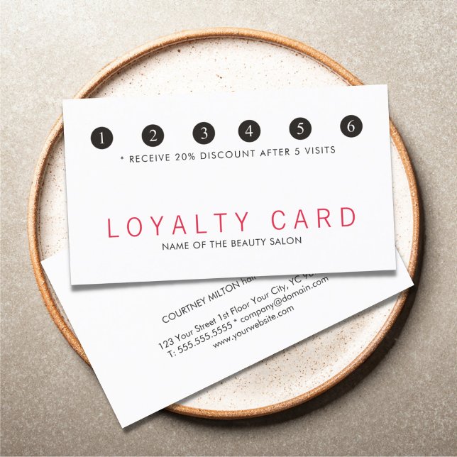 Carte De Fidélité Elégant Simpla Rouge Blanc Beauté Salon Loyauté (Créateur téléchargé)