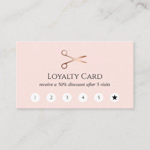 Carte De Fidélité Elégante coupe-cheveux rose d'or