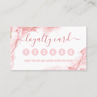 Carte De Fidélité Élégante encre d'aquarelle rose et or