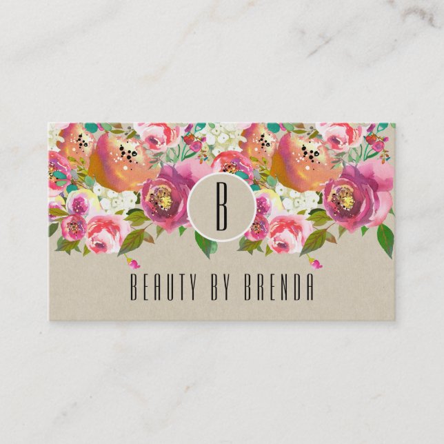 Carte de fidélité élégante Floral Rustic Kraft (Devant)