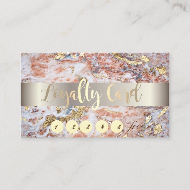 Carte De Fidélité Elégante, Or, Ombre Marble Stone Loyalty Card (Devant)