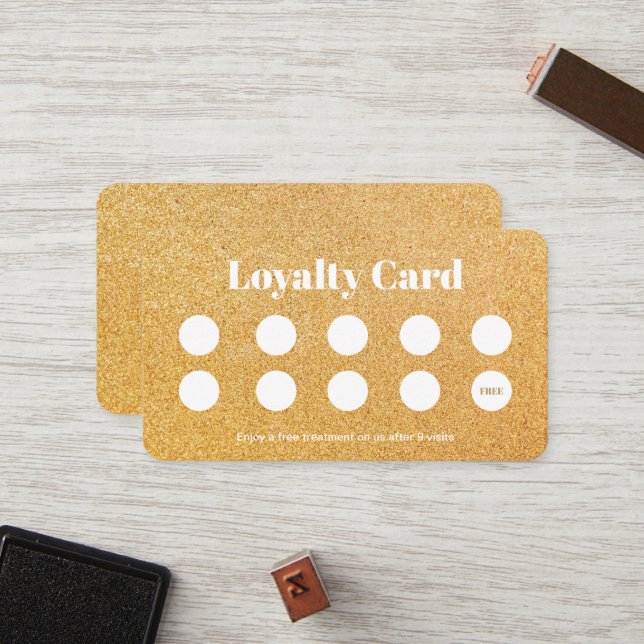 Carte De Fidélité Elégante parties scintillant or Maquiller artiste  (Devant/Arrière en situation)