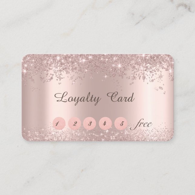 Carte De Fidélité Elégante Parties scintillant Rose Or Confetti Dust (Devant)