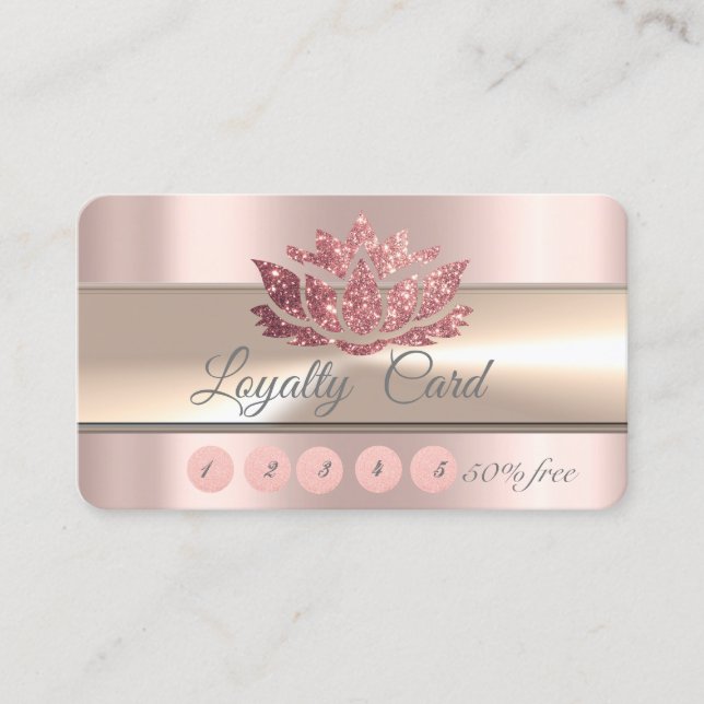 Carte De Fidélité Elégante Rose en bande Parties scintillant or Lotu (Devant)