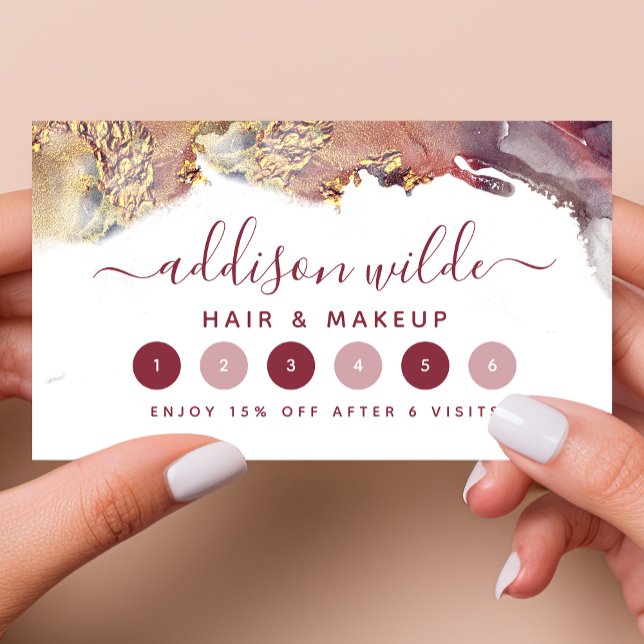 Carte De Fidélité Encre D'Aquarelle Liquide D'Art Moderne Purple Et  (Créateur téléchargé)