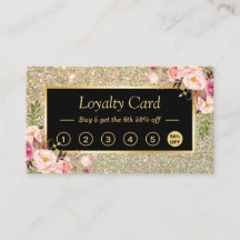 Carte de fidélité Fille Floral Parties scintillant