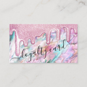Carte De Fidélité Fille rose Turquoise Pearl Opal Parties scintillan