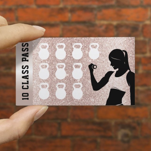 Carte De Fidélité Fitness 10 Classe Pass Girl Blush Rose Parties sci (Créateur téléchargé)