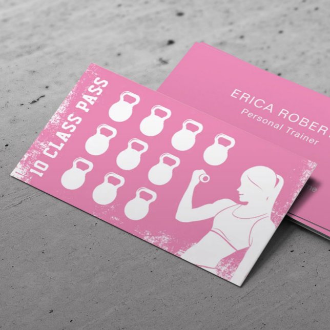 Carte De Fidélité Fitness 10 Classe Pass Girl Rose Loyauté (Créateur téléchargé)